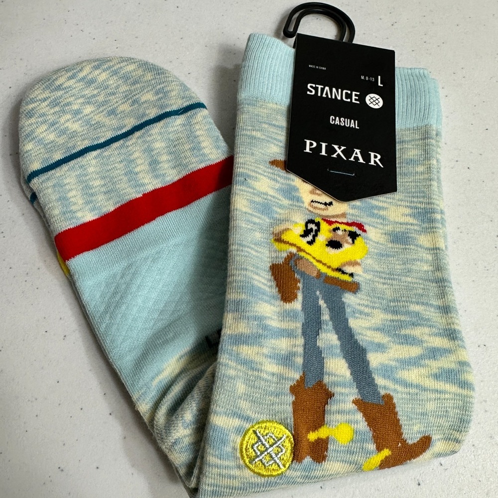 Stance X Pixar Socks Men Large 9-13 Blue Toy Story Woody Jessie Crew Length